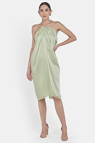 Mint Green Draped Dress by Na-ka