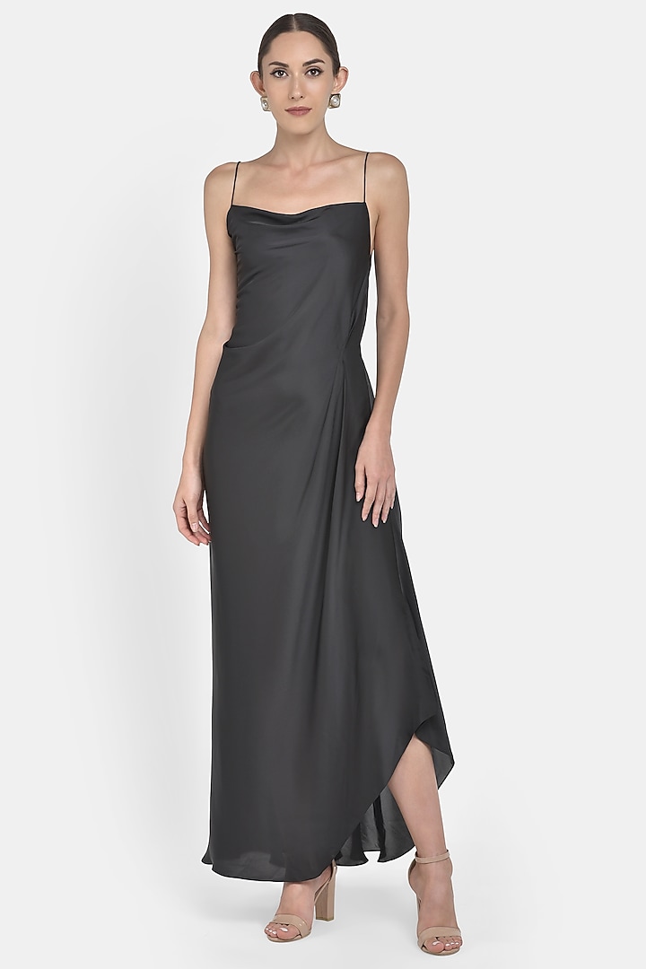 Black Draped Gown by Na-ka at Pernia's Pop Up Shop