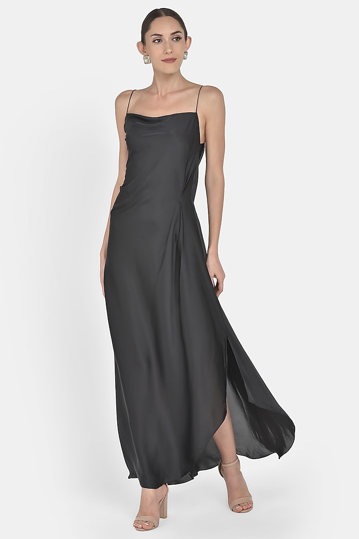 Black Draped Gown by Na-ka at Pernia's Pop Up Shop