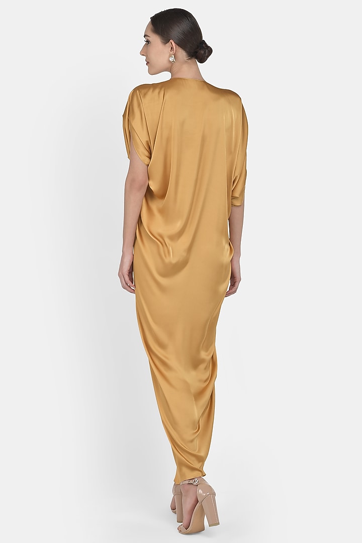 Mustard Draped Summer Dress by Na-ka at Pernia's Pop Up Shop