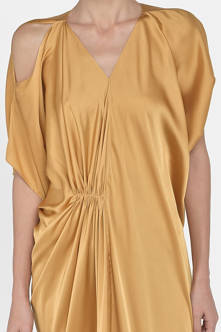 Mustard Draped Summer Dress by Na-ka at Pernia's Pop Up Shop