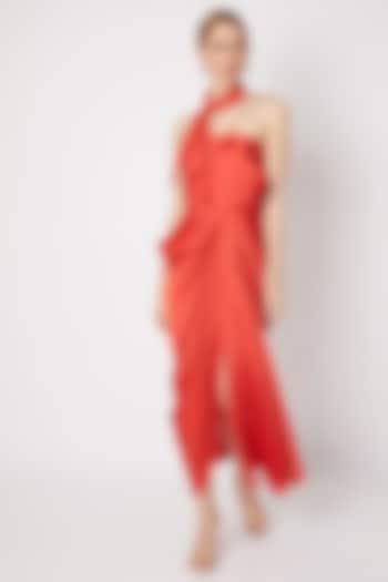 Rich Burnt Orange Cowl Dress by Na-ka