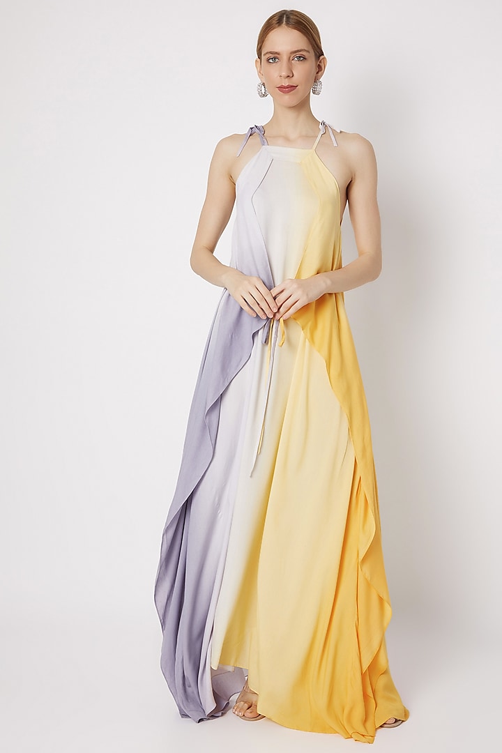 Yellow & Grey Shaded Maxi Dress by Na-ka