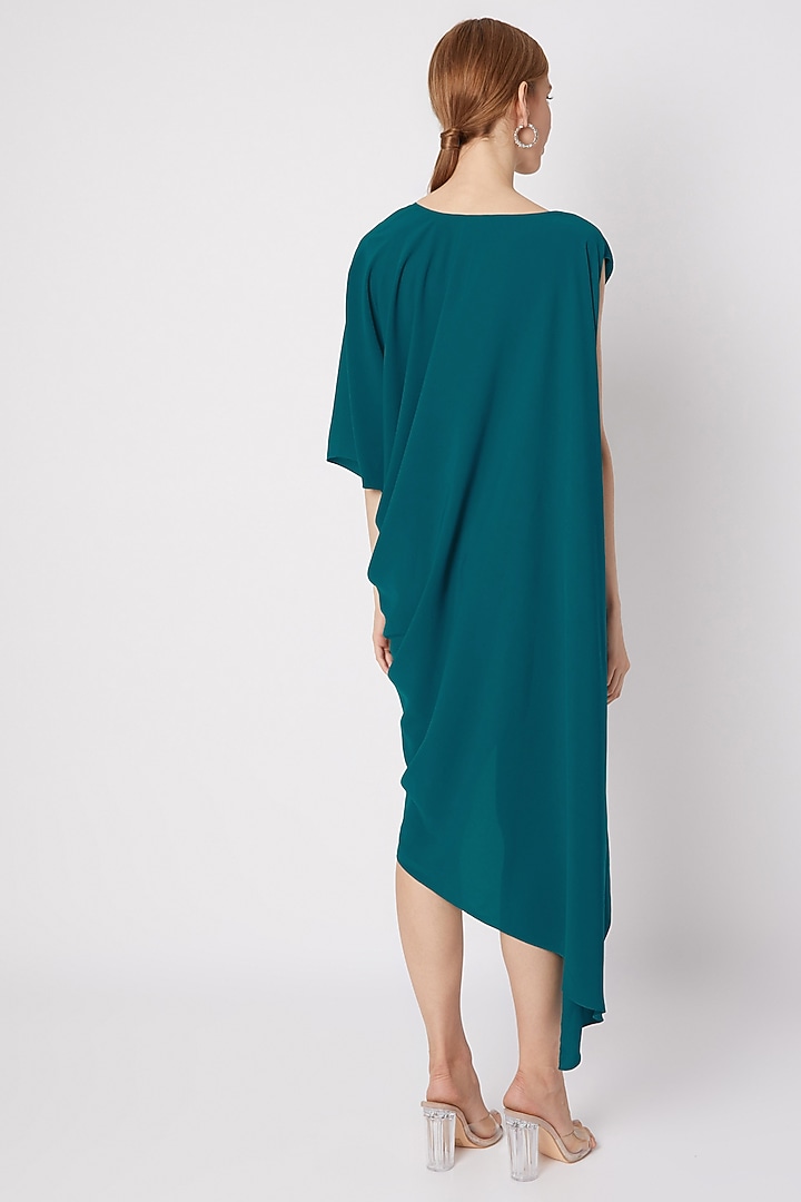 Sea Green Asymmetric Draped Summer Dress by Na-ka at Pernia's Pop Up Shop