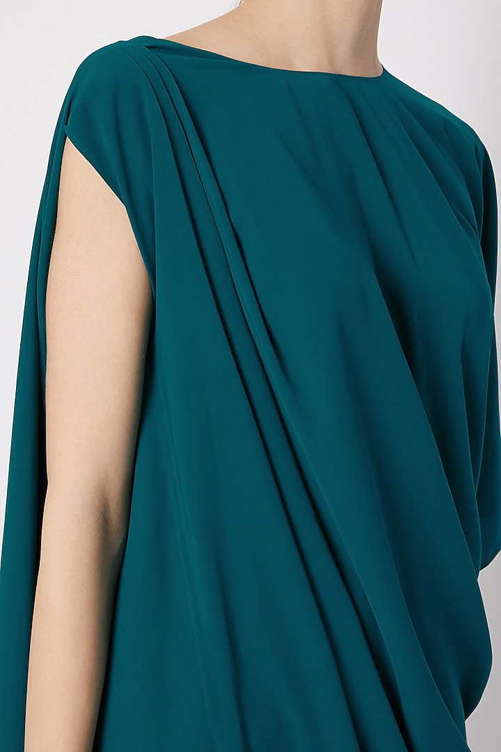 Sea Green Asymmetric Draped Summer Dress by Na-ka at Pernia's Pop Up Shop
