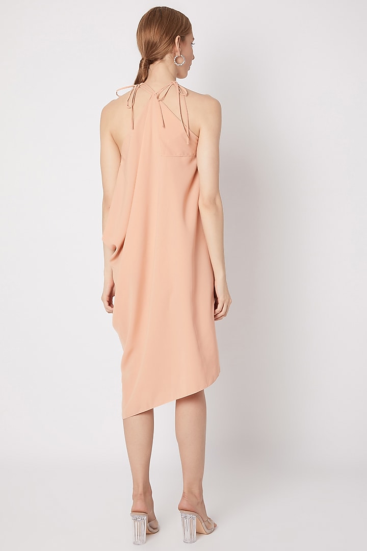 Light Peach Summer Dress With Origami Flap Neckline by Na-ka at Pernia's Pop Up Shop