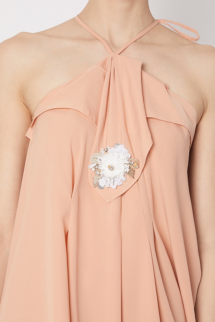 Light Peach Summer Dress With Origami Flap Neckline by Na-ka at Pernia's Pop Up Shop