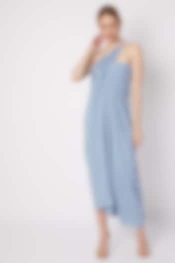 Powder Blue Draped Dress by Na-ka at Pernia's Pop Up Shop