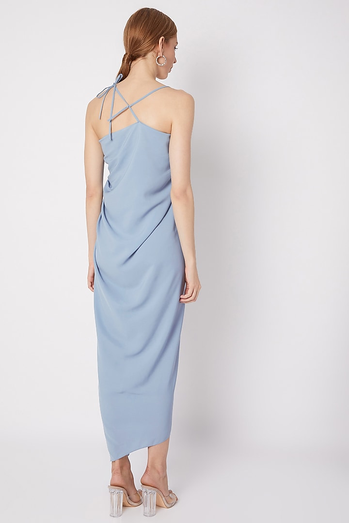 Powder Blue Draped Summer Dress by Na-ka at Pernia's Pop Up Shop