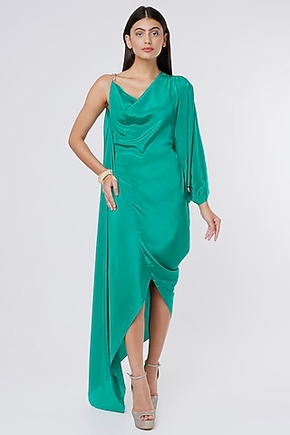 Dark Sea Foam Green Crepe Dress by NA-KA