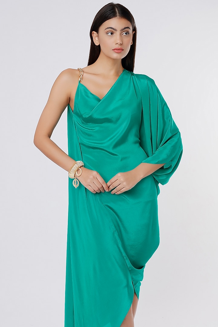 Pernia's Pop Up Shop - Na-Ka Women Dark Sea Foam Green Crepe Dress Pernia's Pop Up Shop - Na-Ka Women Dark Sea Foam Green Crepe Dress