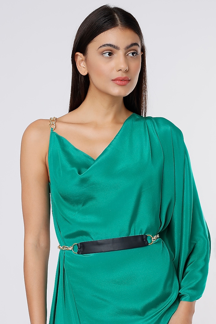 Dark Sea Foam Green Crepe Summer Dress by NA-KA at Pernia's Pop Up Shop