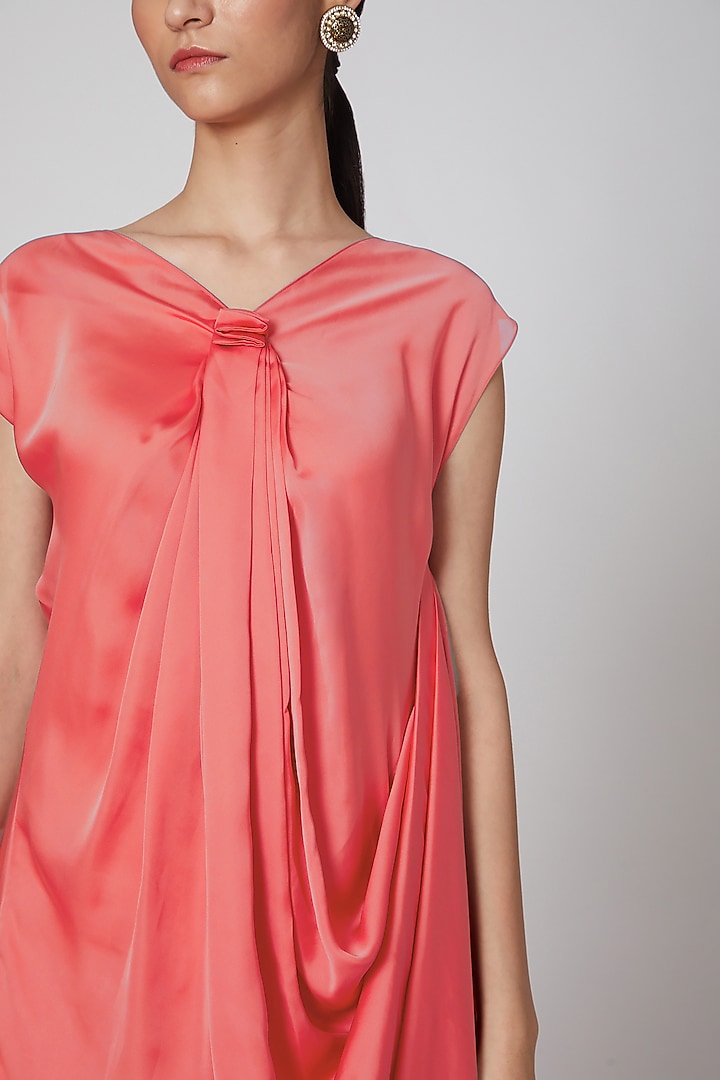 Peach Draped Gown by Na-Ka at Pernia's Pop Up Shop