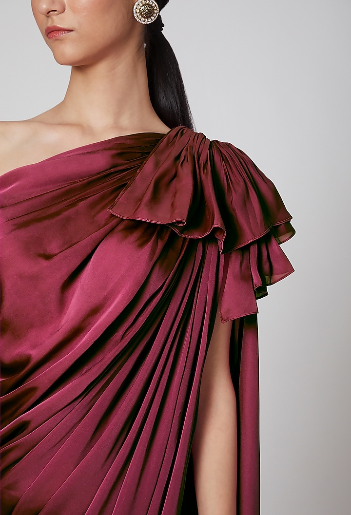 Wine Off Shoulder Summer Dress by Na-Ka at Pernia's Pop Up Shop