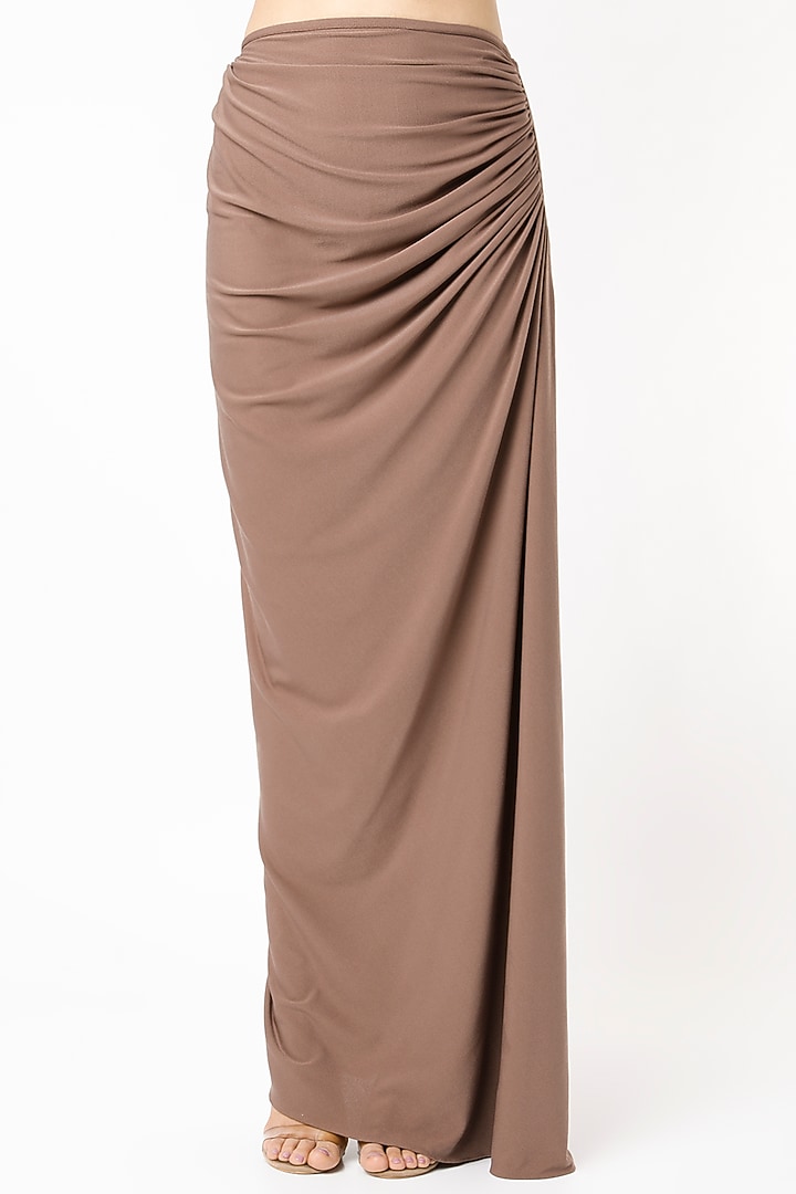 Nude Moss Crepe Draped Skirt Set by NA-KA at Pernia's Pop Up Shop