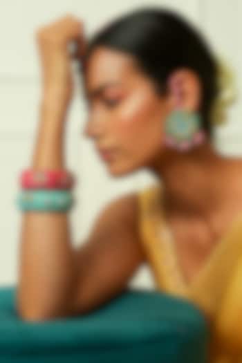 Blue & Pink Mandala Stud Earrings by NakhreWaali
