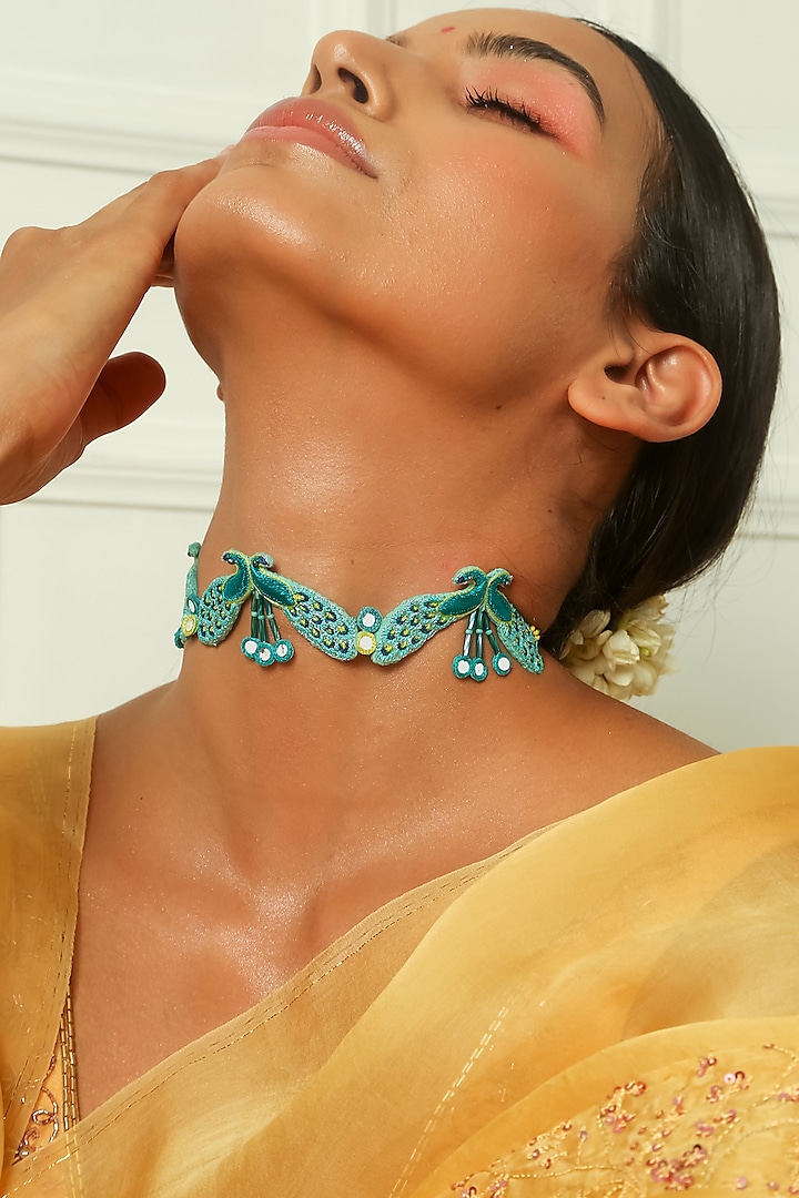 Turquoise Beaded Choker Necklace by NakhreWaali at Pernia's Pop Up Shop