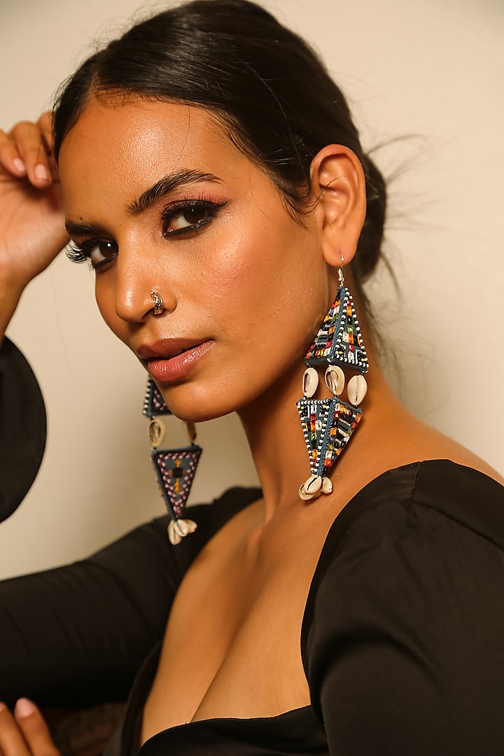 Multi-Colored Earrings With Dyed Beads by NakhreWaali