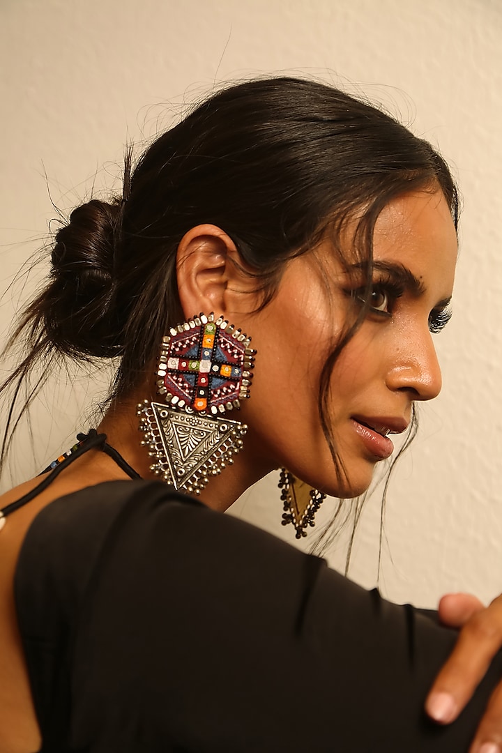 Multi-Colored Earrings With Mirrors by NakhreWaali