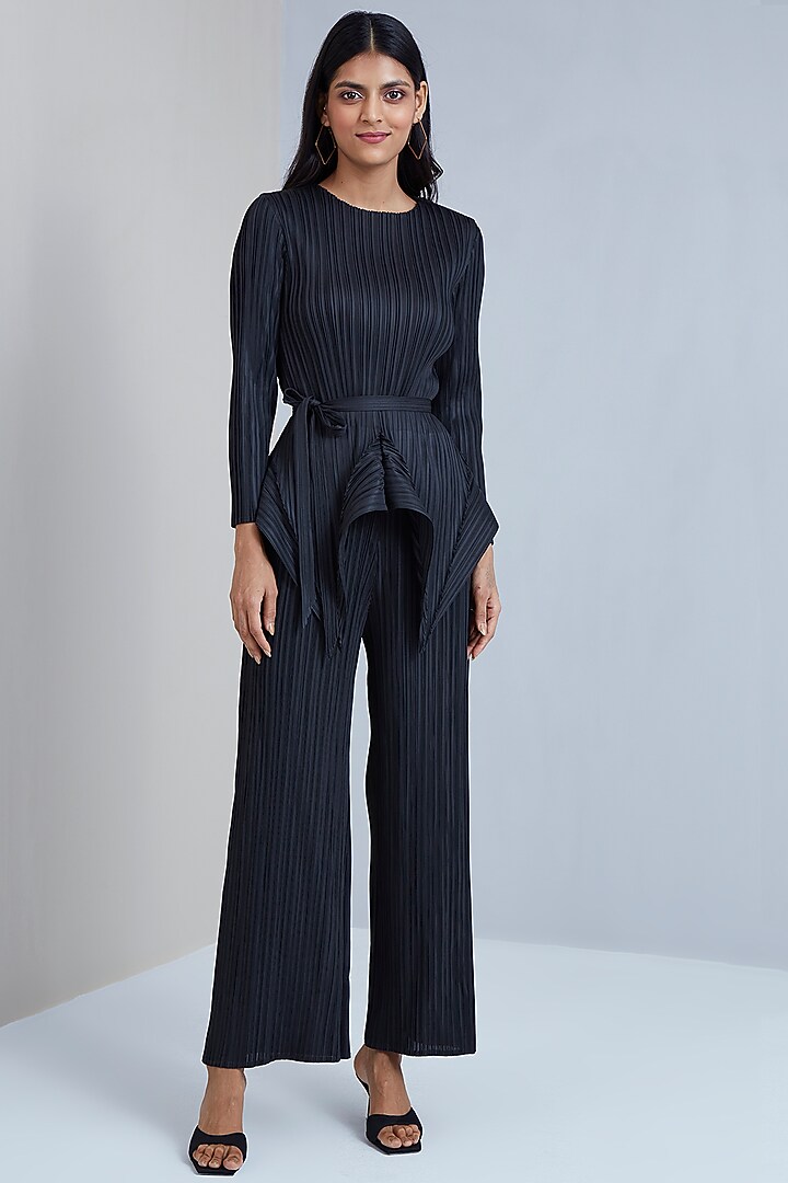 Black Polyester Co-Ord Set by Scarlet Sage at Pernia's Pop Up Shop