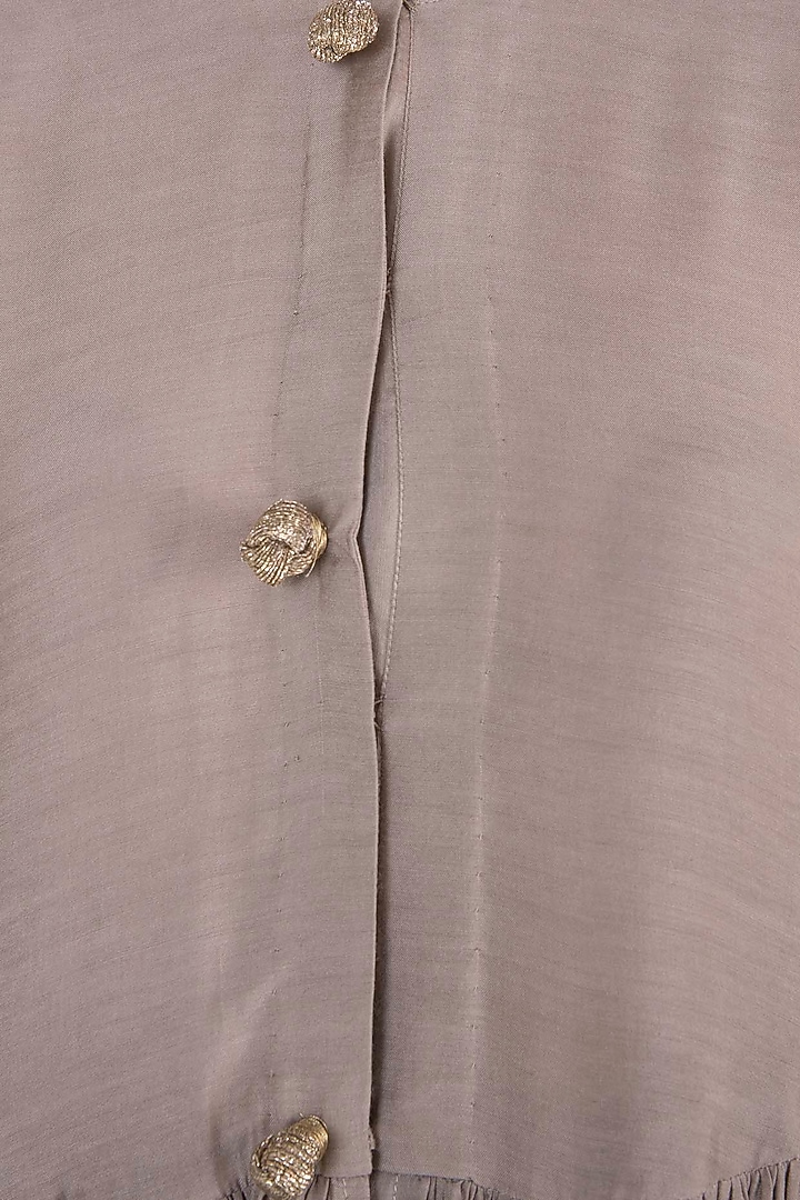 Mushroom grey embroidered kurta set by Natasha J at Pernia's Pop Up Shop