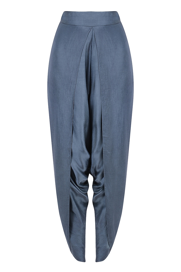 Grey and blue mesh print flared top with dhoti pants set available only at Pernia's Pop Up Shop.