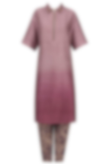 Purple short kurta with mesh print pants available only at Pernia's Pop Up Shop.