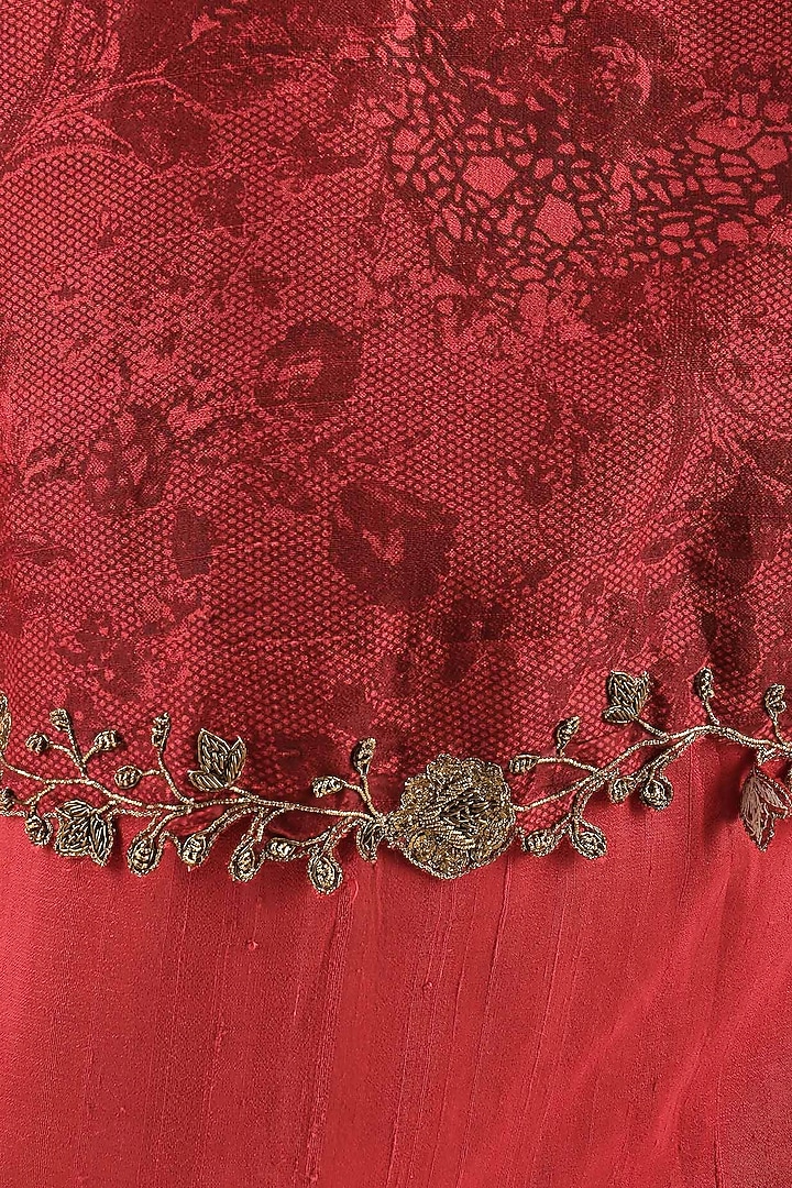 Red embroidered mesh print anarkali available only at Pernia's Pop Up Shop.