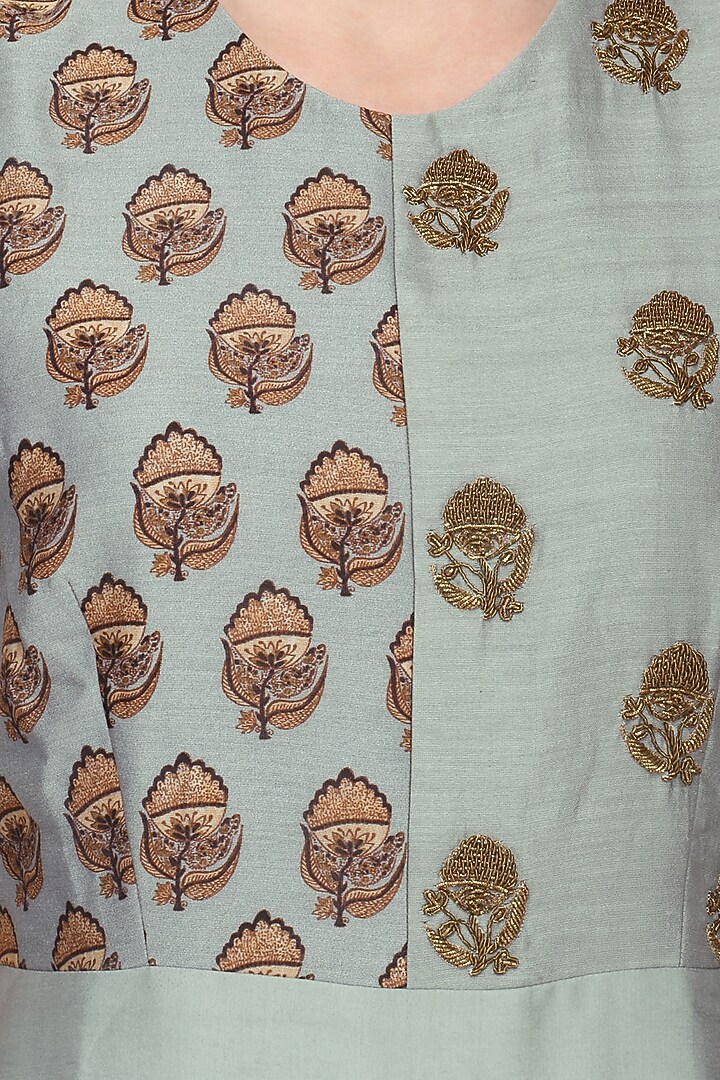 Ash blue embroidered dhoti jumspuit available only at Pernia's Pop Up Shop.