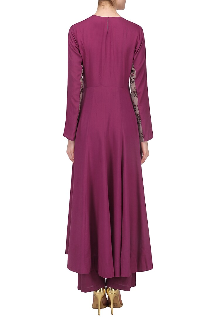 Magenta and navy anarkali set available only at Pernia's Pop Up Shop.