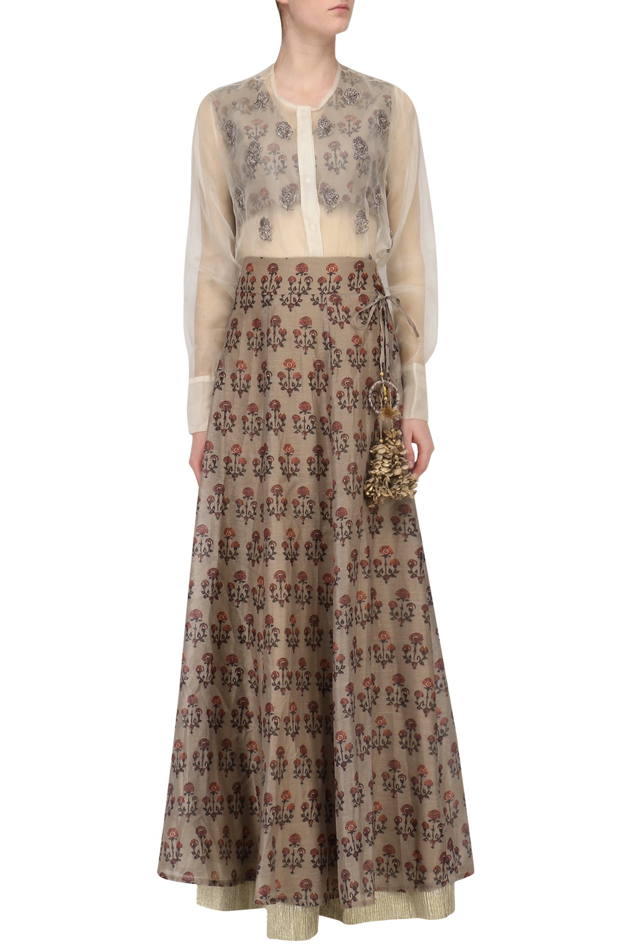 White Embroidered Lehenga Skirt With Shirt Design by MASUMI MEWAWALLA at  Pernia's Pop Up Shop 2024