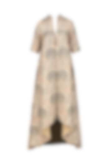 Beige circular hem floral printed tunic available only at Pernia's Pop Up Shop.