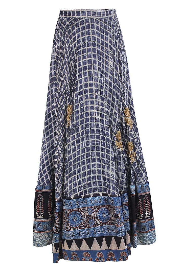 Navy and white printed lehenga set available only at Pernia's Pop Up Shop
