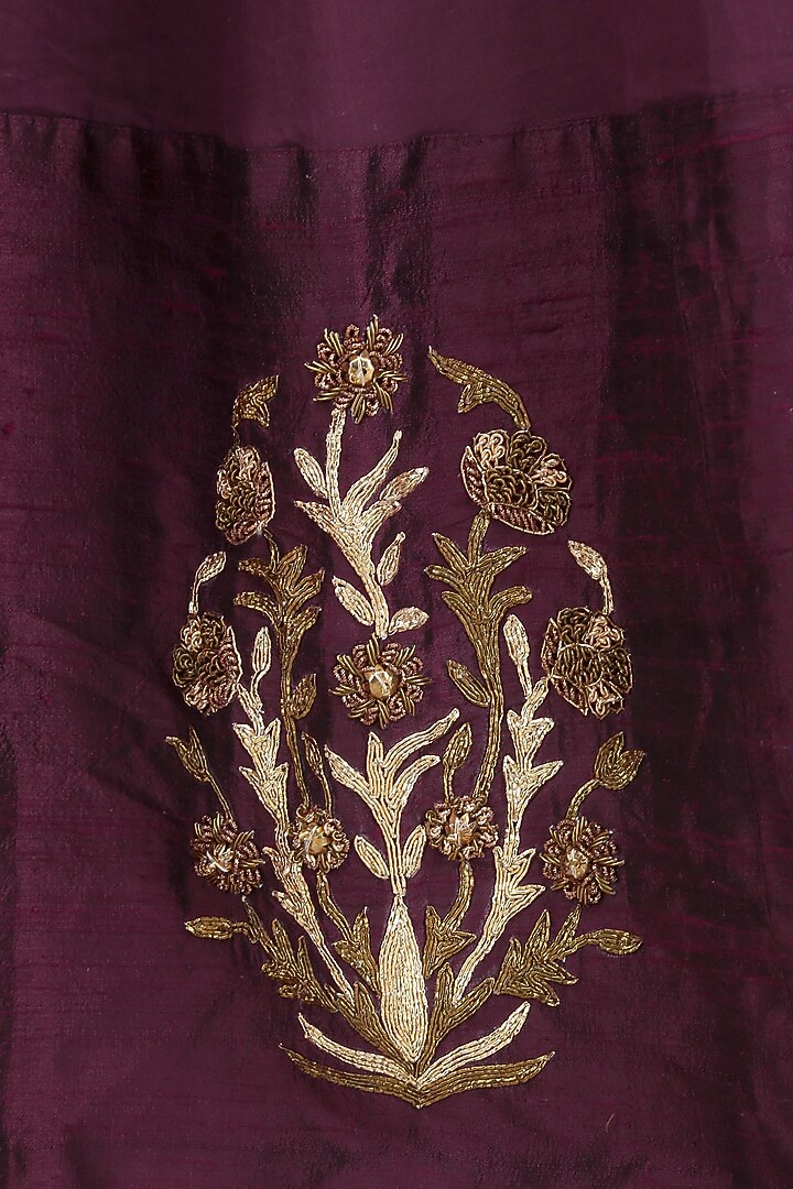 Mauve zardozi motifs floor length anarkali with embroidered waistbelt available only at Pernia's Pop Up Shop.