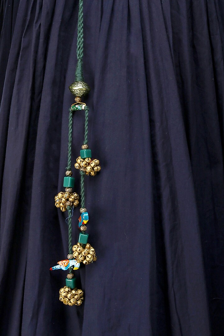 Navy blue zardozi motifs floor length anarkali with embroidered waistbelt available only at Pernia's Pop Up Shop.