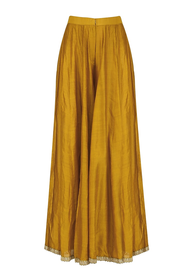 Ochre zardozi embroidered flared anarkali amd sharara pants set available only at Pernia's Pop Up Shop.