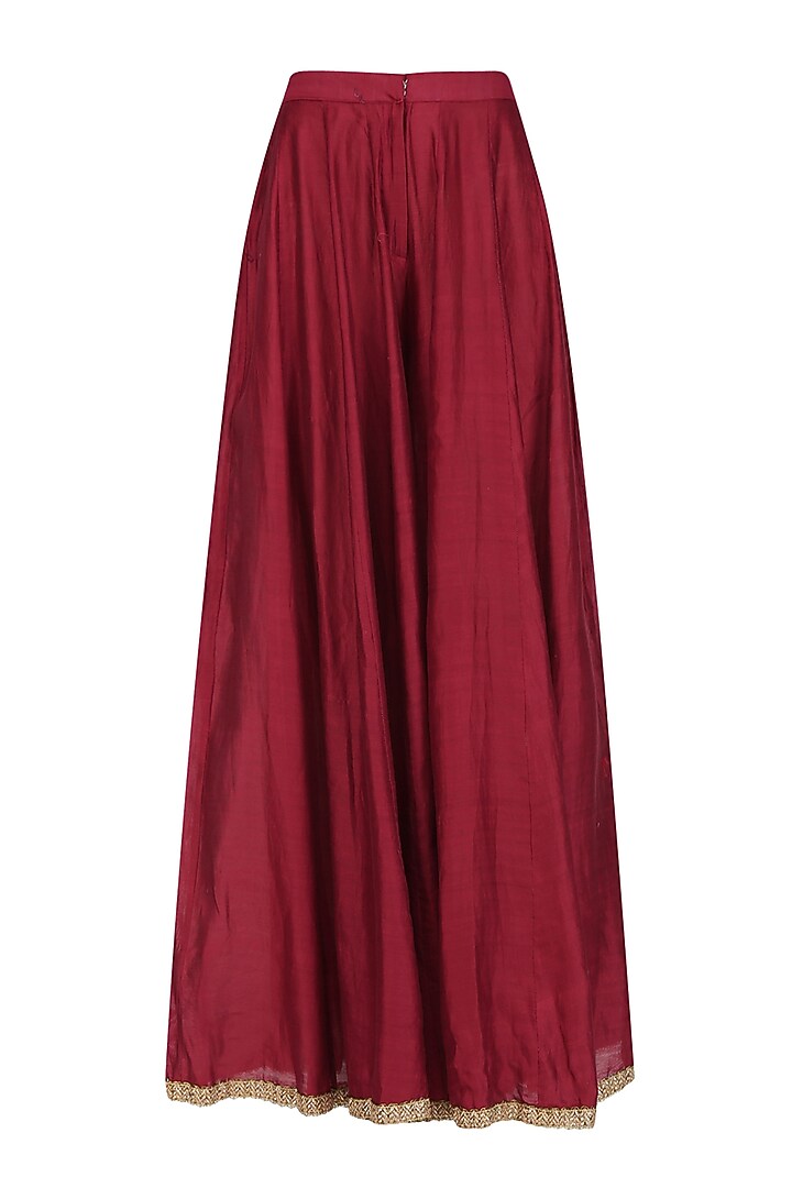Maroon zardozi motifs floor length anarkali with embroidered waistbelt available only at Pernia's Pop Up Shop.