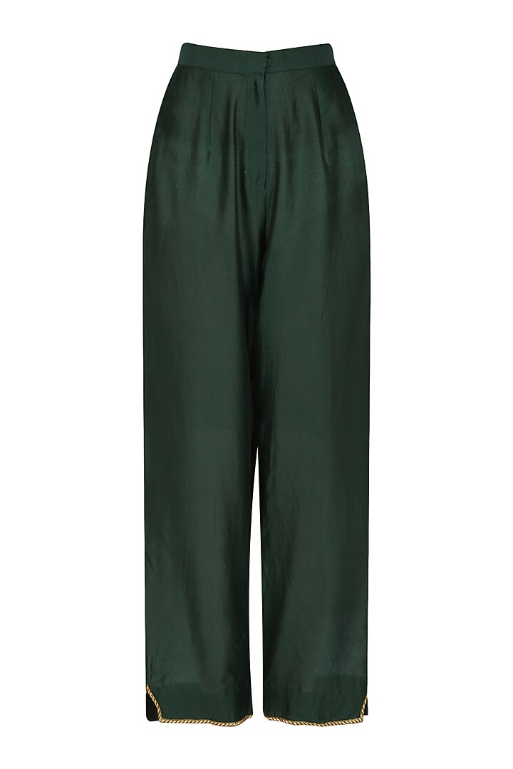 Green bird motifs angrakha style kurta and pants set available only at Pernia's Pop Up Shop.