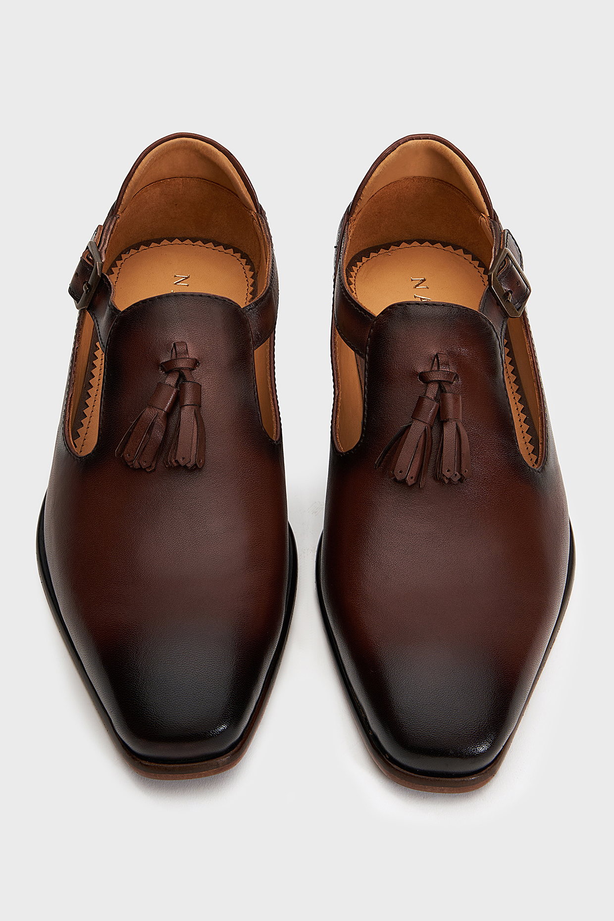 Brown Leather Bagh Sandals by Nauvab