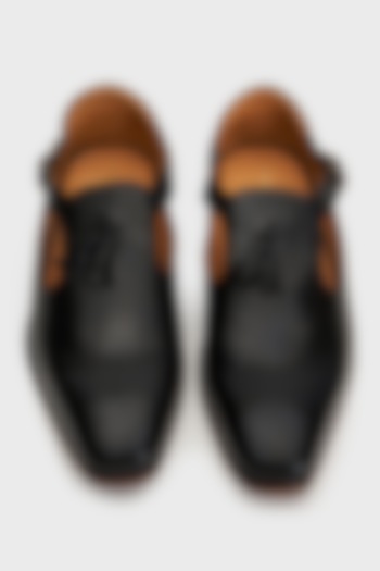Black Leather Nyaya Sandals by Nauvab