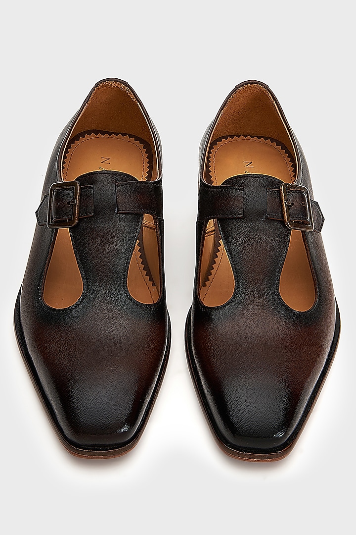 Brown Leather Nyaya Sandals by Nauvab