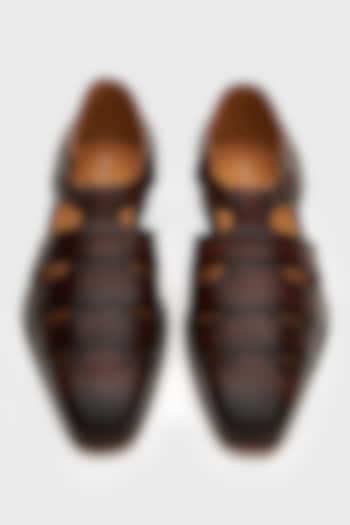 Brown Leather Sultan Sandals by Nauvab