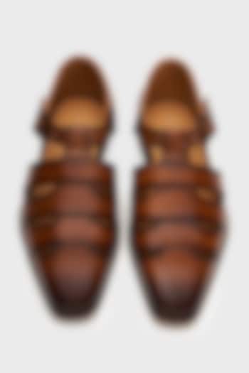 Tan Leather Sultan Sandals by Nauvab