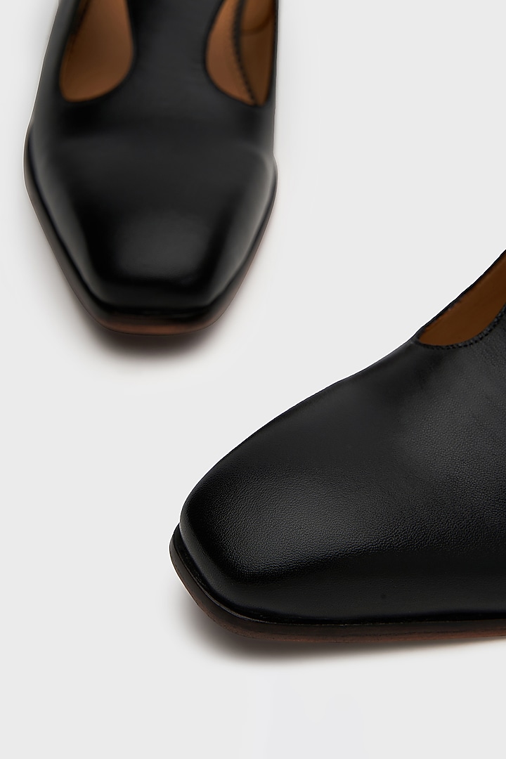 Black Leather Nyaya Sandals by Nauvab at Pernia's Pop Up Shop