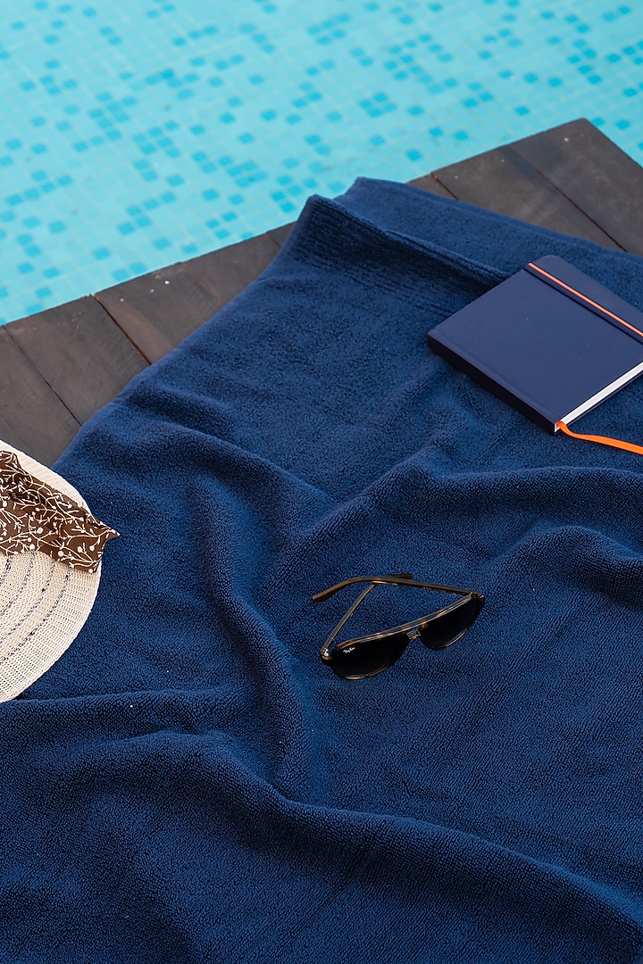 Navy Blue Towels (Set of 8) by By ADAB at Pernia's Pop Up Shop
