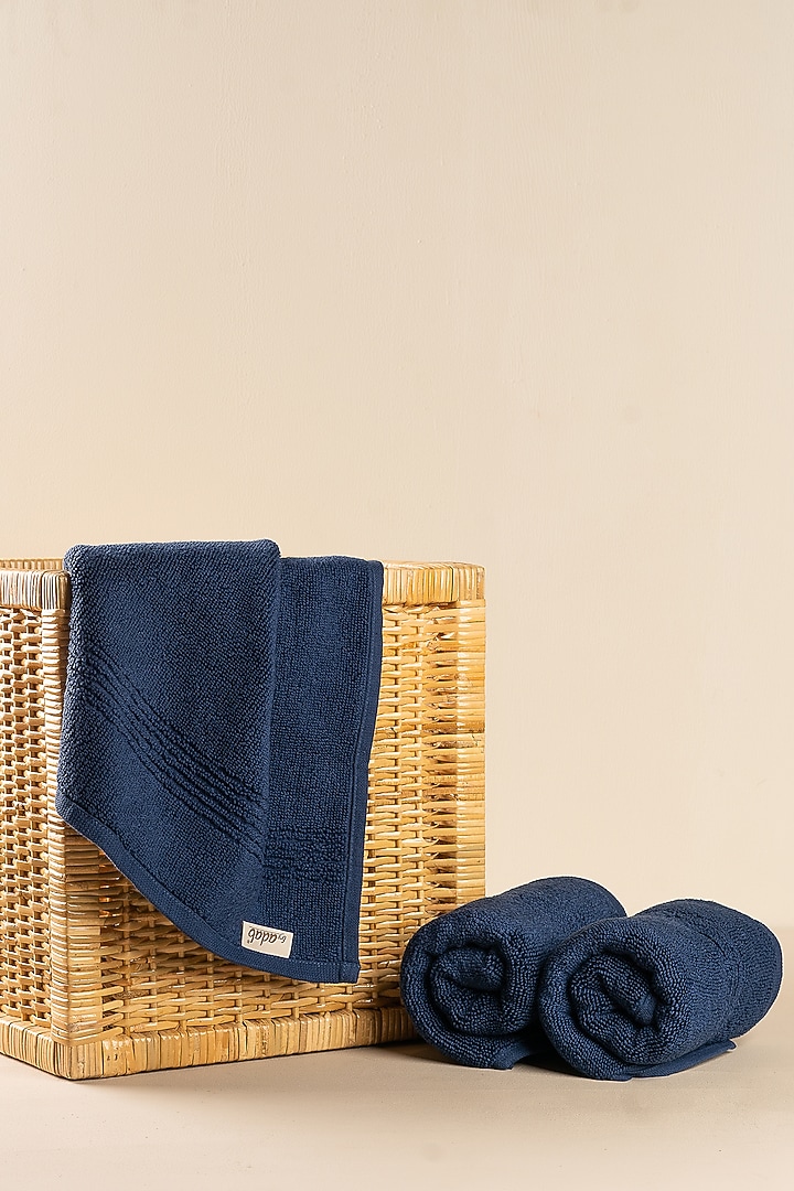 Navy Blue Towels (Set of 8) by By ADAB at Pernia's Pop Up Shop