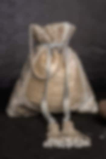 Gold & Silver Silk Metallic Chain Work Potli by Nayaab by Sonia at Pernia's Pop Up Shop