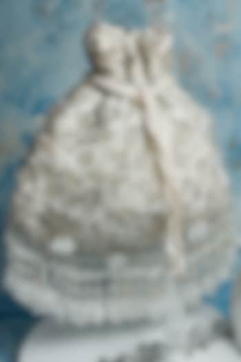 Silverish White Silk Sequins Embroidered Potli by Nayaab by Sonia at Pernia's Pop Up Shop