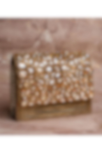 Gold Silk Embroidered Box Clutch by Nayaab by Sonia at Pernia's Pop Up Shop