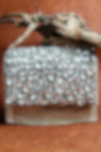 Silver Silk Embroidered Box Clutch by Nayaab by Sonia at Pernia's Pop Up Shop